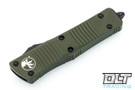 Microtech 138-3OD Troodon D/E - Green Handle  - Full Serrations - Black Blade