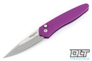 Pro-Tech Newport - Purple Handle - Stonewashed Blade