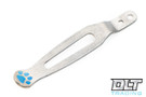 Hinderer Clip - Stonewashed - Blue Dog Paw Engraving
