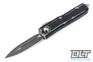 Microtech 232-12DBK UTX-85 D/E - Distressed Black Handle - Apocalyptic Blade