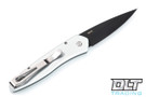 Pro-Tech Newport - Silver Handle - Carbon Fiber Inlay - Black Blade