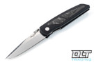 Pro-Tech Harkins ATAC Double Action - Black Handle - Marbled Carbon Fiber Inlay - Two Tone Blade