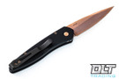 Pro-Tech Newport - Black Handle - Carbon Fiber Inlay - Satin Rose Gold Blade