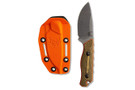 Benchmade 15017-1 Hidden Canyon Hunter fixed blade knife next to an orange sheath.