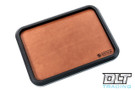 Combat Beads EDC Dump Tray - Black Aluminum - Tan Leather Insert