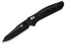 Benchmade 945BK-1 Mini Osborne with black G10 handles, blue liners, and a black coated S30V reverse tanto blade.