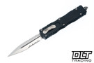Microtech 227-11 Dirac Delta D/E - Black Handle - Stonewashed Blade
