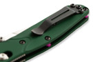 Benchmade 945 Mini Osborne pocket clip on green aluminum handles.