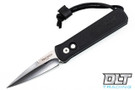 Pro-Tech Godson - Black Handle - Black Leather Inlay - Polished Blade