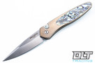 Pro-Tech Newport Custom - Bronze Orange Peel Handle - Abalone Inlay - Satin Blade #1
