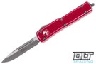 Microtech 148-10DRD UTX-70 S/E - Distressed Red Handle - Apocalyptic Blade