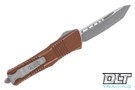 Microtech 144-10DTA Combat Troodon T/E - Distressed Tan Handle - Apocalyptic Blade