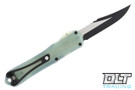 Heretic Manticore S Bowie - Black Aluminum & Jade G-10 - Black Two Tone Blade