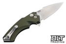 Hogue X5 Flipper 3.5" Spear Point - OD Green Aluminum - Tumbled Blade