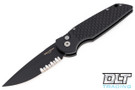 Pro-Tech TR-3 - Black Fish Scale Handle - Black D2 Blade - Partially Serrated