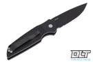Pro-Tech TR-3 - Black Fish Scale Handle - Black D2 Blade - Partially Serrated