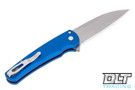 Pro-Tech Malibu Wharncliffe - Blue Handle - Stonewashed Blade