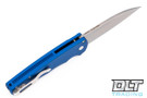 Pro-Tech Malibu Wharncliffe - Blue Handle - Stonewashed Blade