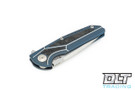 Reate K-4 - Blue Anodized Titanium - Marbled Carbon Fiber Inlay - Satin Blade