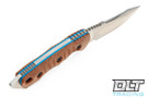 FOBOS Tier 1 Mini - Satin - Natural Canvas Micarta - Blue Liners