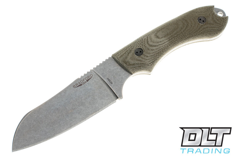 Bradford Guardian 4 - 3D Green Micarta - Sheepsfoot - Stonewashed