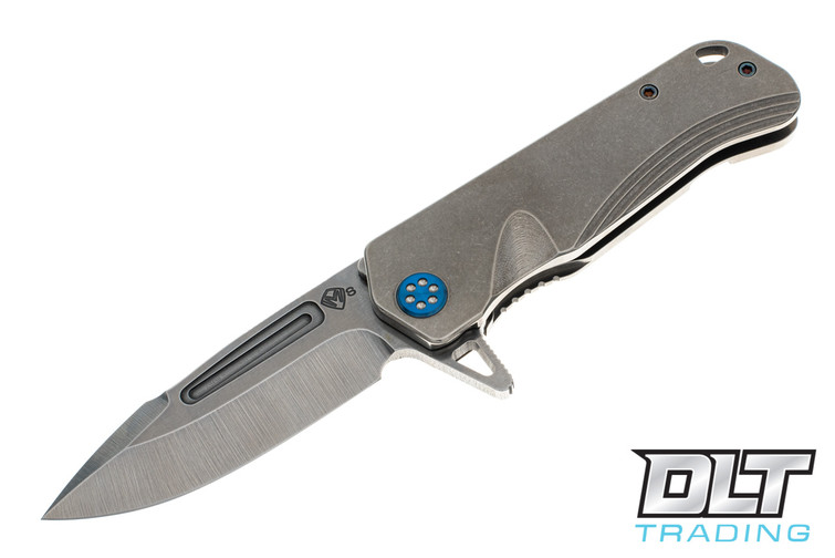 Medford Proxima - Tumbled S35VN - Tumbled Titanium - Blue Hardware & Clip