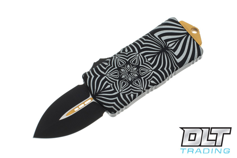 Microtech 157-1TSOS Exocet D/E - Black Handle - Black Blade - Two Tone Accents - Source Artwork