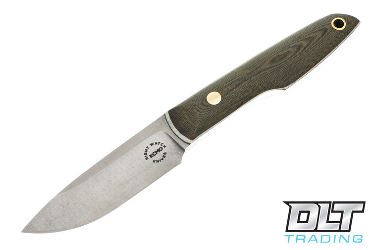 NWK Interloper - Green Linen Micarta - White Liners - Stonewashed