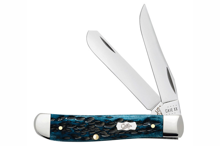 Case Mini Trapper Mediterranean Blue Peach Seed Jigged Bone