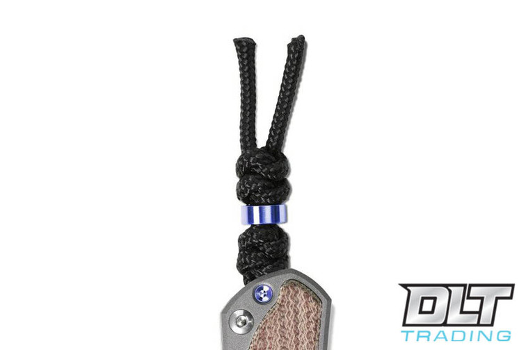 Chris Reeve Black Knotted Lanyard with Blue Bead - Small Sebenza