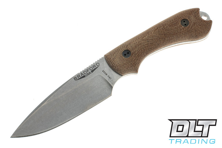 Bradford Guardian 3 Cru-Wear - 3D Natural Micarta - False Edge - Stonewashed