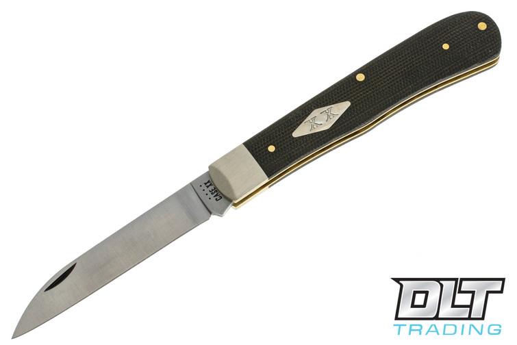 Case Barehead Trapper - Single Carbon Steel Wharncliffe Blade - Green Canvas Micarta