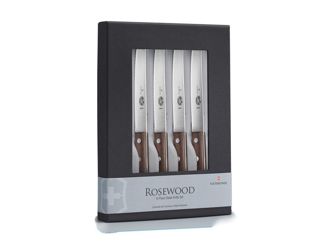 Victorinox 6 Piece Round Tip Rosewood Steak Set