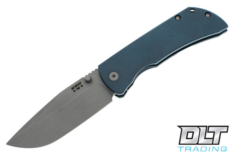 McNees PM Mac 2 3.5" - Matte Stonewashed Blue Anodized Titanium -  MagnaCut Blade
