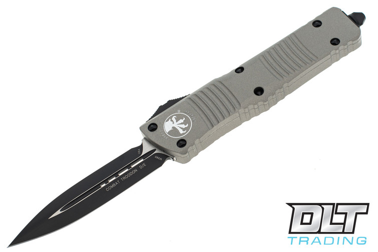 Microtech 142-1TG Combat Troodon D/E - Titanium Grey Handle - Black Blade