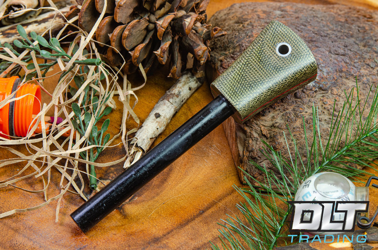 Bark River Firesteel Green Canvas Micarta - Red Liner
