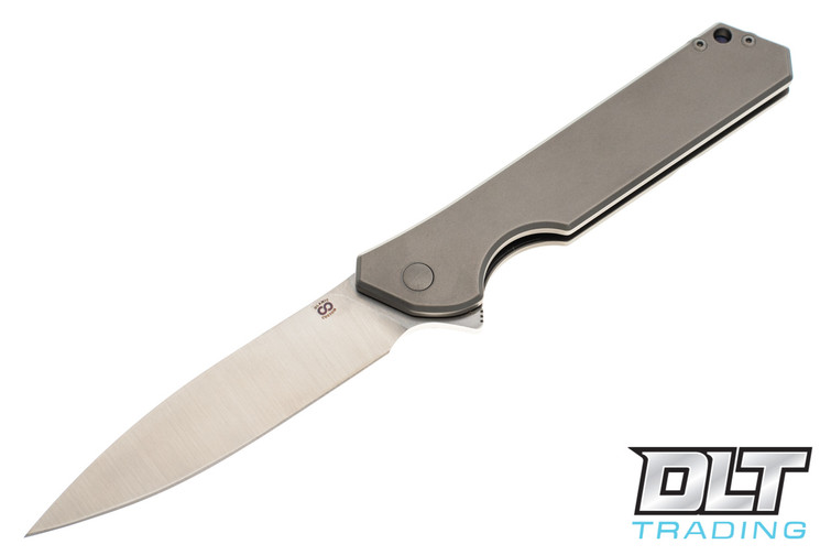 Olamic Cutlery Rainmaker Drop Point - Satin Blade - Blasted Handle - Blue Accent & Backspacer - 520