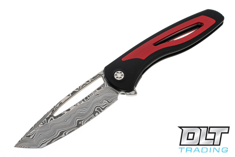 Sharp By Design Apex Tanto Flipper - Black & Red - Damasteel Blade