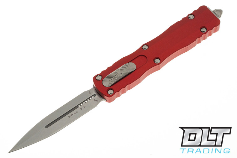 Microtech 225-10RD Dirac D/E - Red Handle - Stonewashed Blade