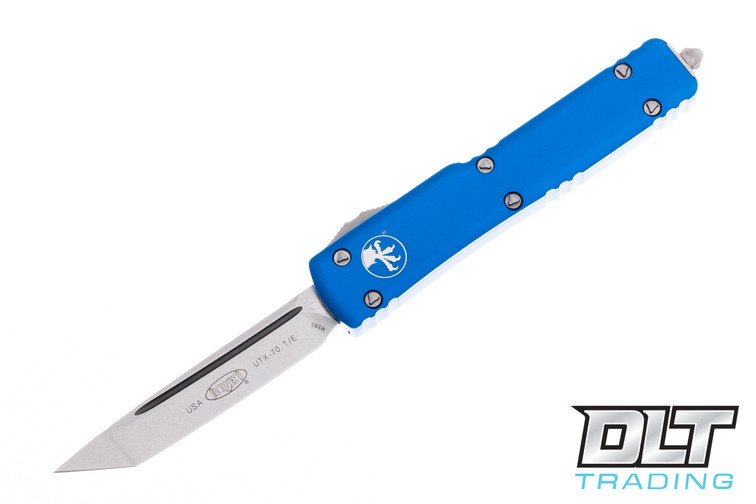 Microtech 149-10BL UTX-70 T/E - Blue Handle - Stonewashed Blade