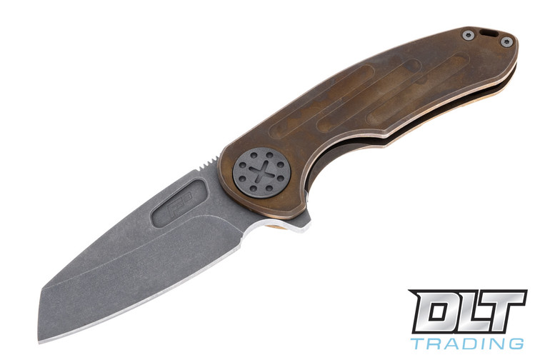 Curtiss F3 Medium Flipper - Wharncliffe MagnaCut - Ball Milling - Bronze Stonewash Titanium - Blasted Hardware