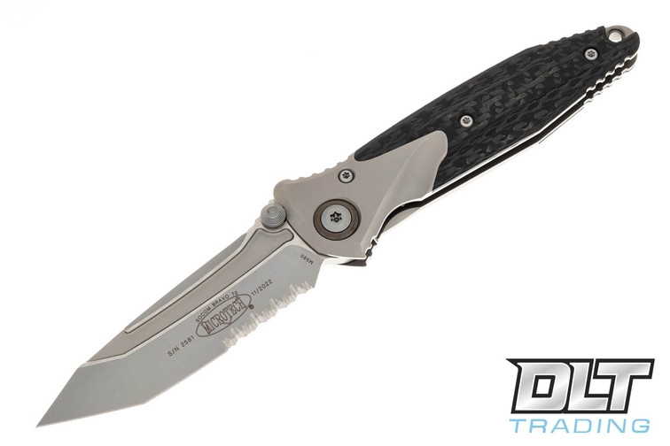 Microtech 261-8CFTI Socom Bravo T/E - Titanium Bolster - Carbon Fiber - Bead Blasted Blade - Bronze Accents