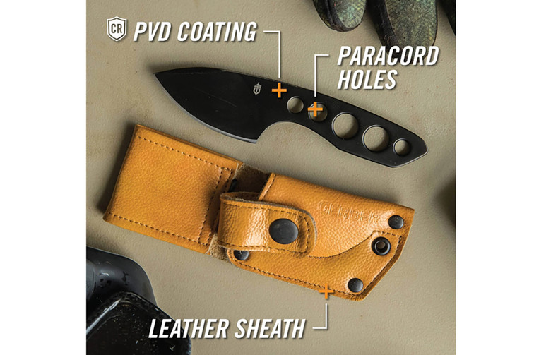 Gerber Dibs Black Clip Point Leather Sheath DLT Trading