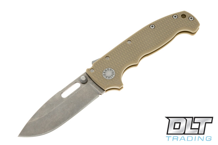 Demko MG AD20S Elmax - Slotted Drop Point - Tan G-10