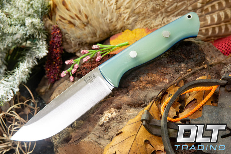 Bark River EXT-2 LT 3V Ghost Green Jade G-10 - Blue Liners