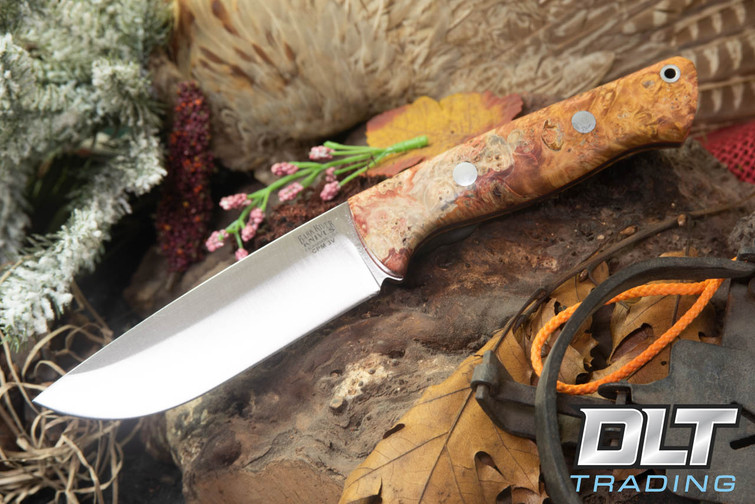 Bark River EXT-2 LT 3V Burnt Orange & Cream Maple Burl - Red Liners