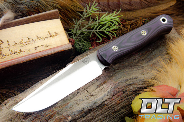 Bark River Ultra Lite Field Knife Purple & Black Suretouch - Matte - Red Liners - Mosaic Pins