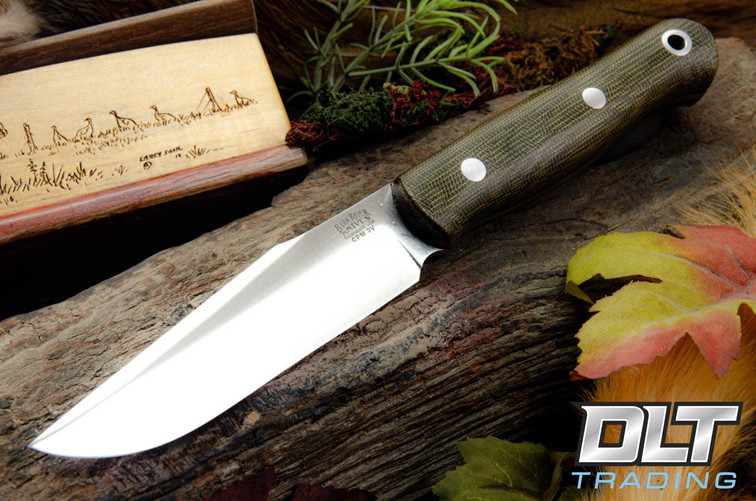 Bark River Ultra Lite Field Knife Green Canvas Micarta - Black Liners