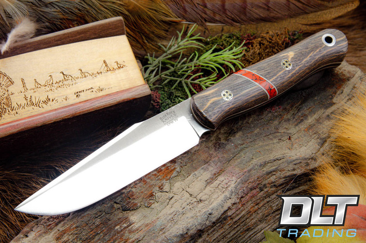 Bark River Ultra Lite Field Knife Bog Oak - Dino Bone Spacer - White Liners - Mosaic Pins #1