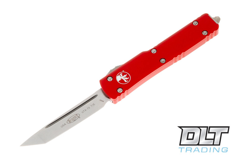 Microtech 149-10RD UTX-70 T/E - Red Handle - Stonewashed Blade